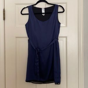 BREN reversible silk navy two tier black dress XS